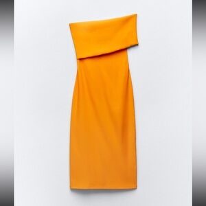 Zara One Shoulder Orange Dress